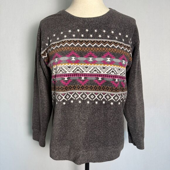 Cuddl Duds Aztec Stars, Women's Size Large, Long Sleeve, Fleece Cozy Shirt 2/$15 - Picture 2 of 9